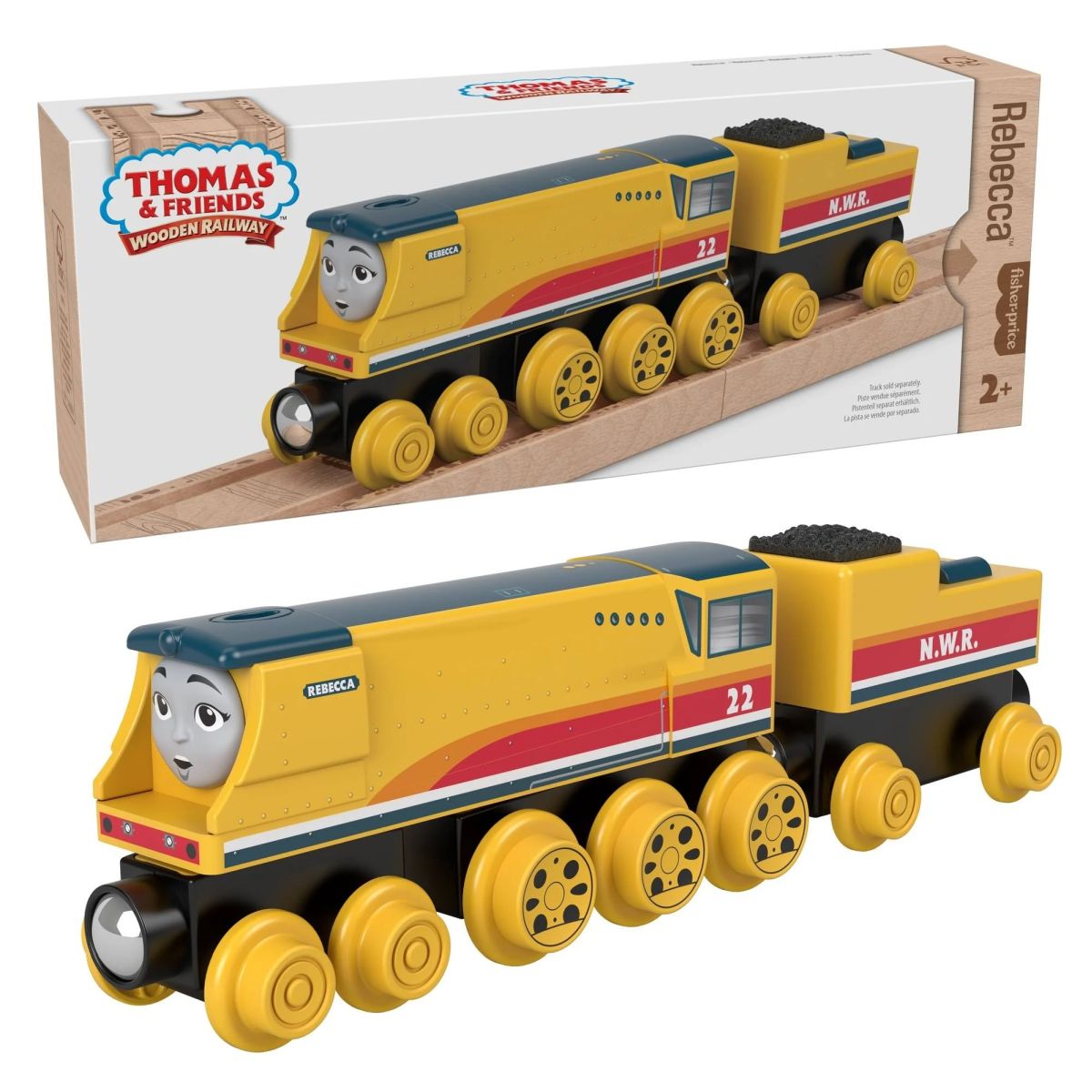 Fisher Price TTT WOOD Rebecca Loco & Car (Large)