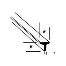 Plastruct 3/64" Polystyrene Tee (.047"or 1.2mm) 10" Length (10 per pack)