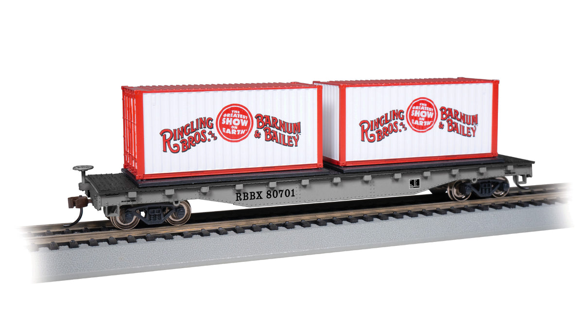 Bachmann HO Ringling Brothers and Barnum & Bailey Flatcars with Containers - #80701