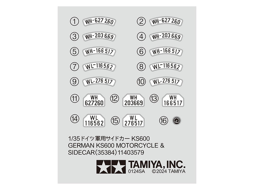 Tamiya German KS600 Motorcycle with Sidecar