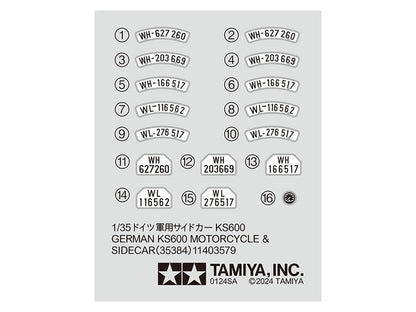 Tamiya German KS600 Motorcycle with Sidecar
