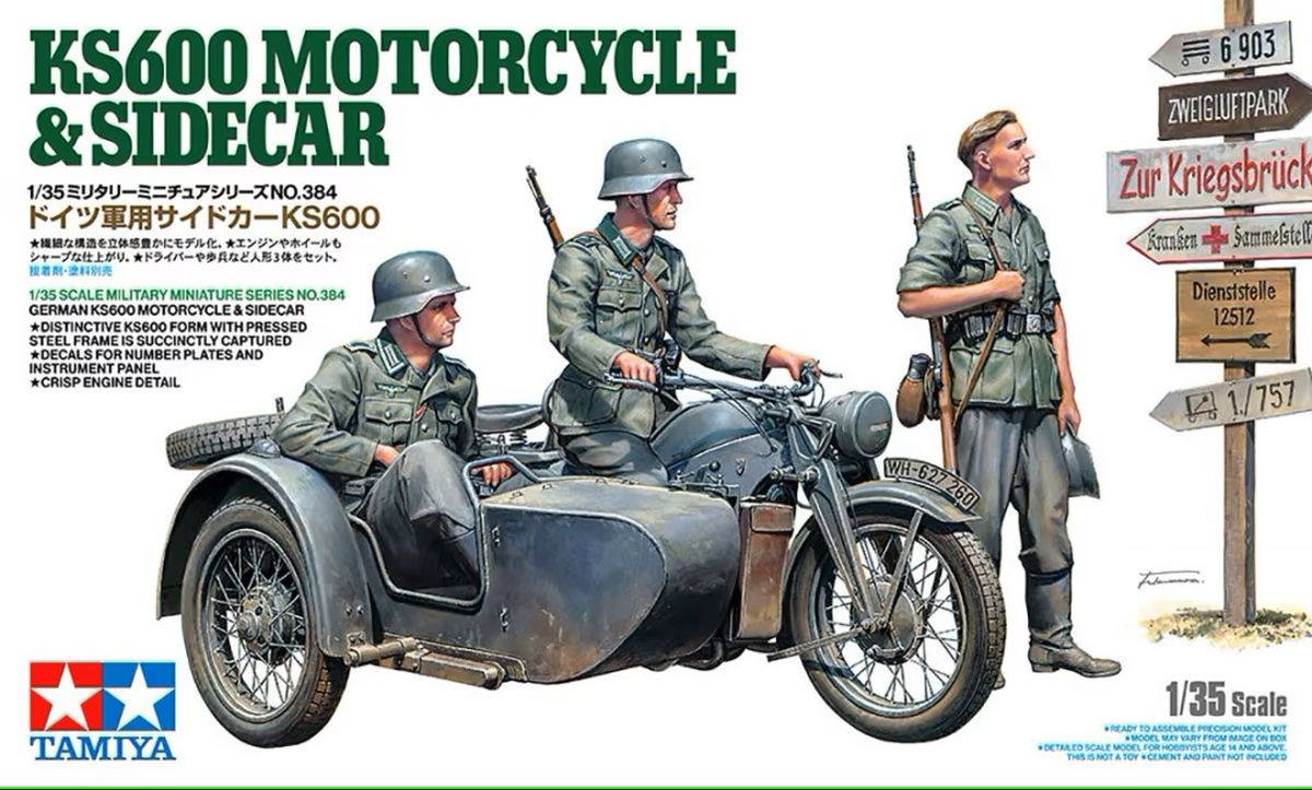 Tamiya German KS600 Motorcycle with Sidecar
