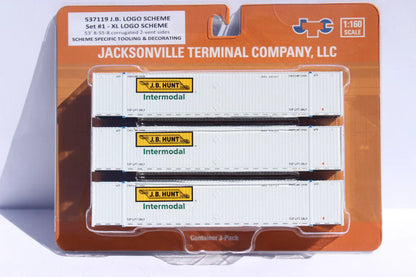 Jacksonville Terminal Co N JB HUNT 3-pack Set #1 - 53' HIGH CUBE 8-55-8 corrugated containers |537119