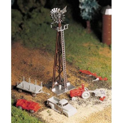 Bachmann O Plasticville Windmill w/Farm Machinery - 45603