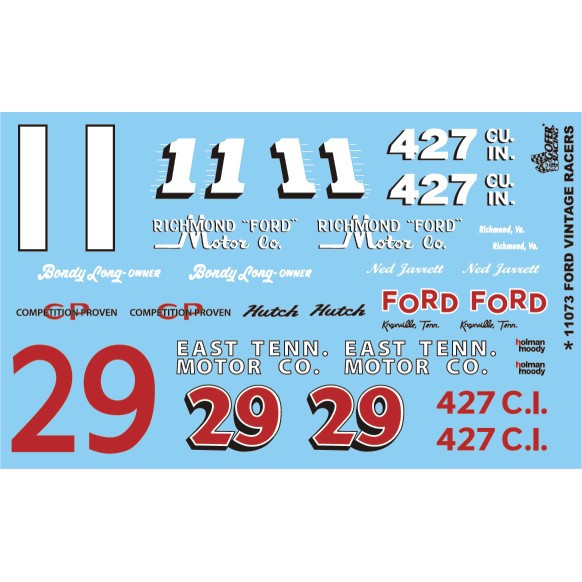 Gofer Racing Decals Ford Vintage Racer