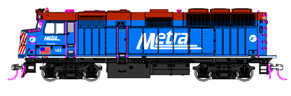 Kato HO Scale F40PH with Ditch lights Chicago Metra Standard Paint 142 w/Pre - Installed DCC - Fusion Scale Hobbies