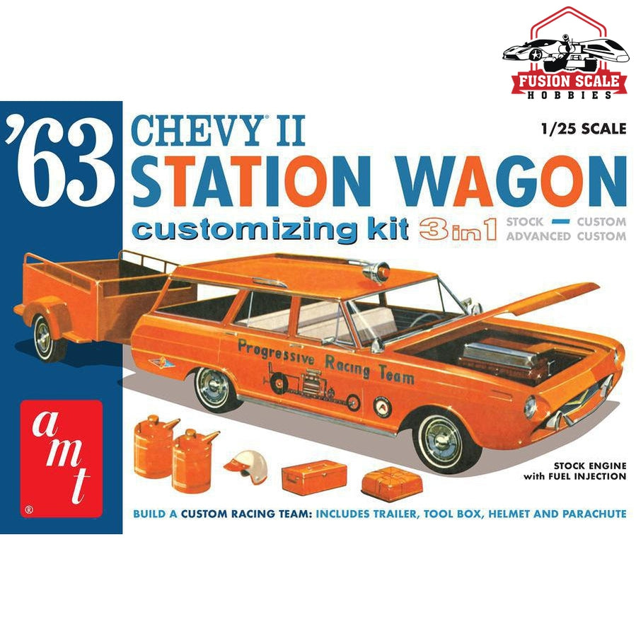 AMT Models 1/25 Chevy 1963 II Station Wagon w/ Trailer Model Parts Warehouse