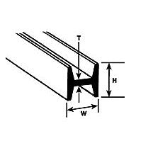 Plastruct 1/4" Polystyrene H-Column (.250" or 6.4mm) 15" Length (5 per pack)