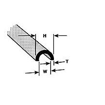 Plastruct Gray Butyrate Half Round Profile - 1/2" (12.7mm) O.D. - 3/8" (9.5mm) I.D. - 1/16" (1.6mm) Wall (3 per pack)