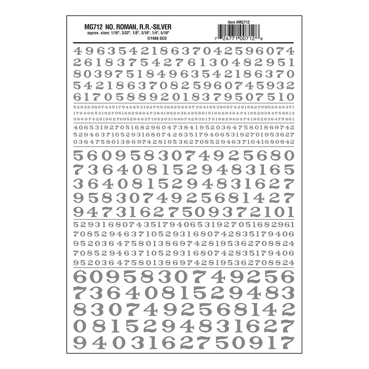 Woodland Scenics RR Roman Numbers/silver