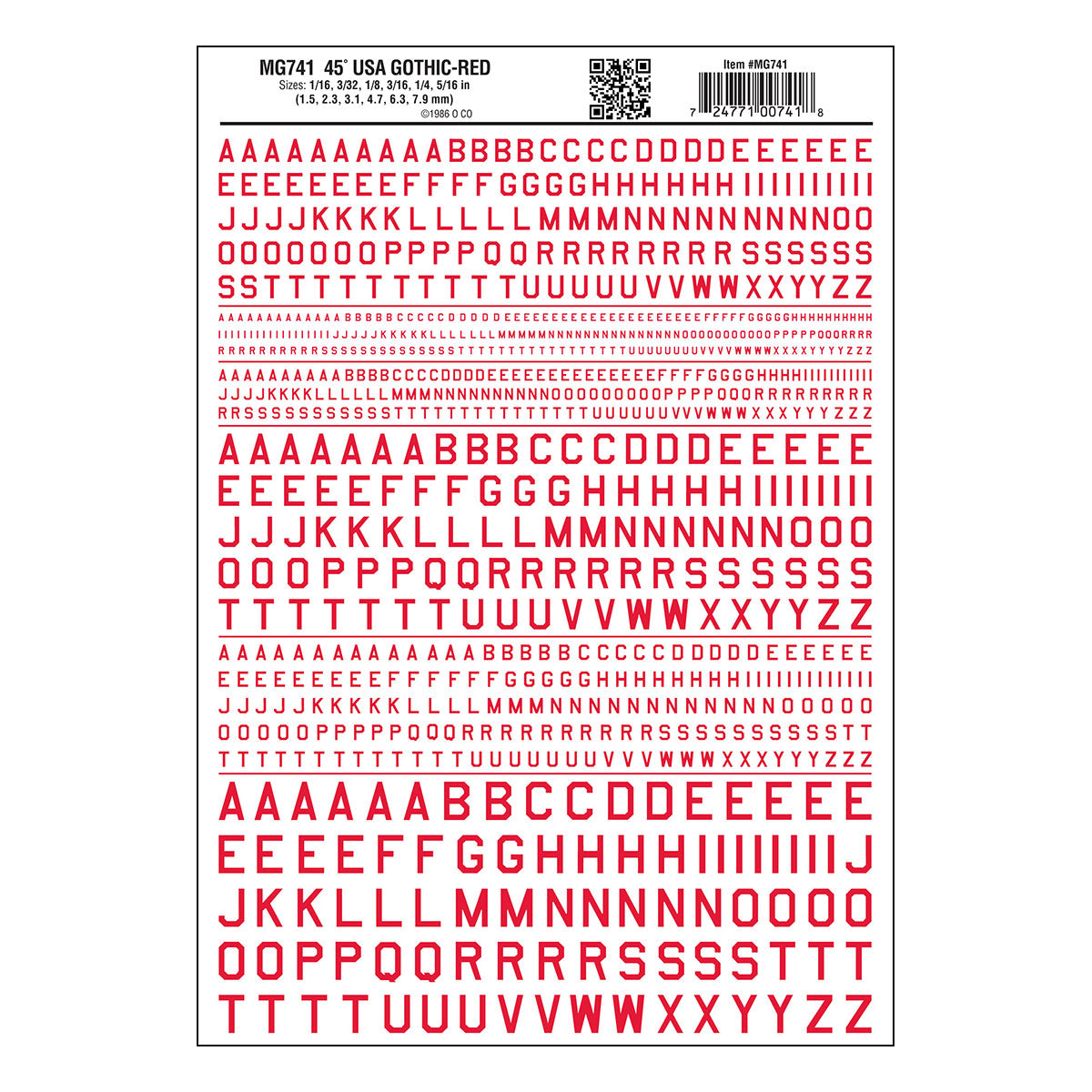 Woodland Scenics USA Gothic Letters/red
